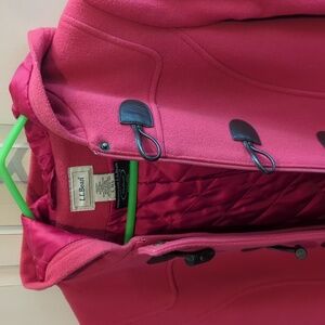 LL Bean Hot Pink 100% Wool Winter Coat in Size 6. The cost is very warm.